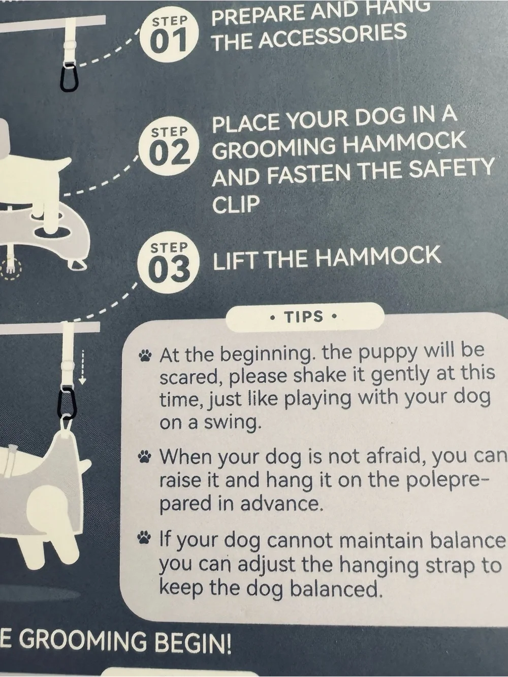 Pet Grooming Hammock Kit XS - Grey